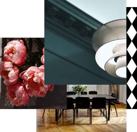 lamp, roses and dining room